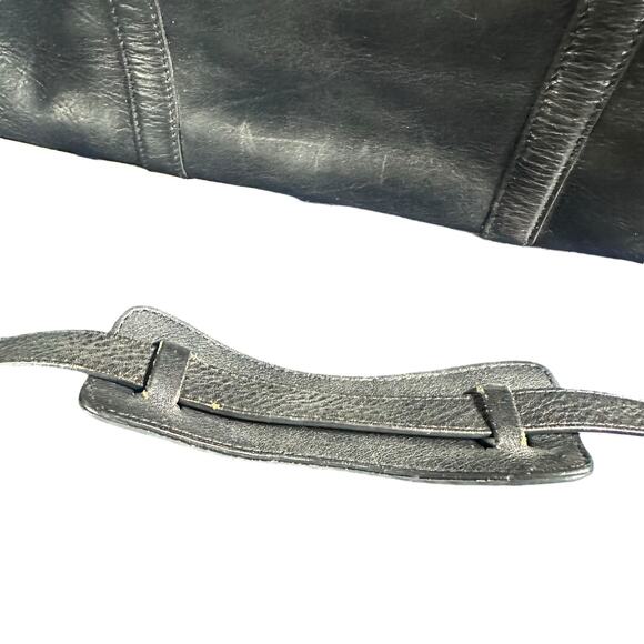 Hobo International Black Leather Briefcase Laptop Bag Shoulder Strap Vintage - Picture 2 of 16